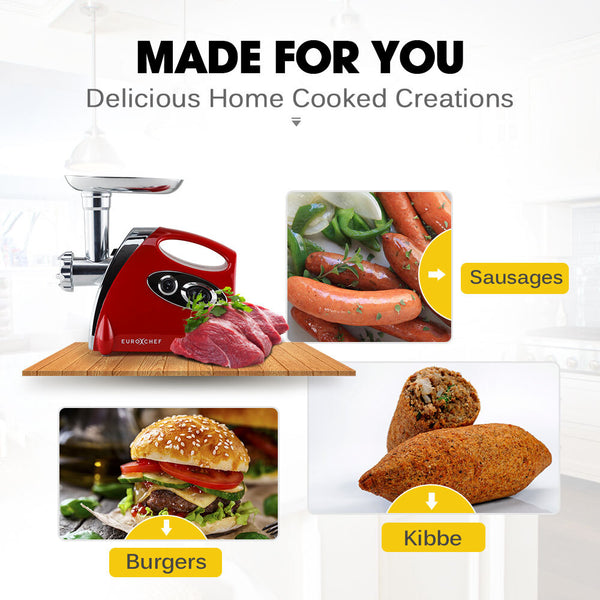 Eurochef Electric Meat Grinder Sausage Maker Filler Mincer Stuffer Kibbe Mincers