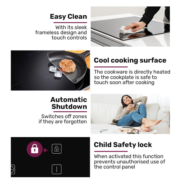 Eurochef 30Cm 2 Zone Induction Cooktop 3300W Electric Touch Controls Cooktops