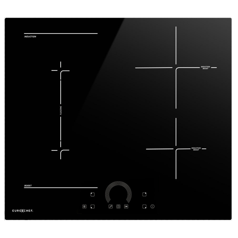 Eurochef 60Cm 4 Zone Induction Cooktop 7200W Electric Flexzone Function Touch Controls Cooktops