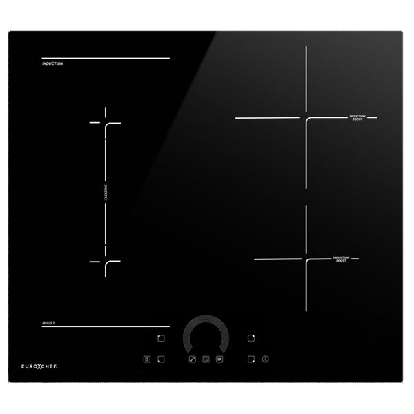 Eurochef 60Cm 4 Zone Induction Cooktop 7200W Electric Flexzone Function Touch Controls Cooktops