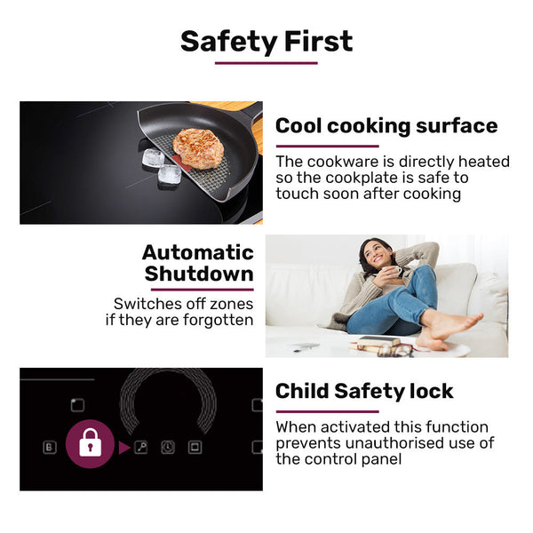 Eurochef 60Cm 4 Zone Induction Cooktop 7200W Electric Flexzone Function Touch Controls Cooktops