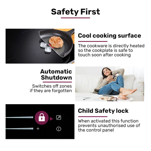 Eurochef 60Cm 4 Zone Induction Cooktop 7200W Electric Dual Link Bridged Hobs Touch Controls Cooktops