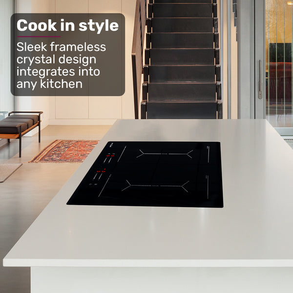 Eurochef 60Cm 4 Zone Induction Cooktop 7200W Electric Dual Link Bridged Hobs Touch Controls Cooktops