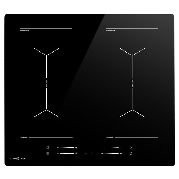 Eurochef 60Cm 4 Zone Induction Cooktop 7200W Electric Dual Link Bridged Hobs Touch Controls Cooktops