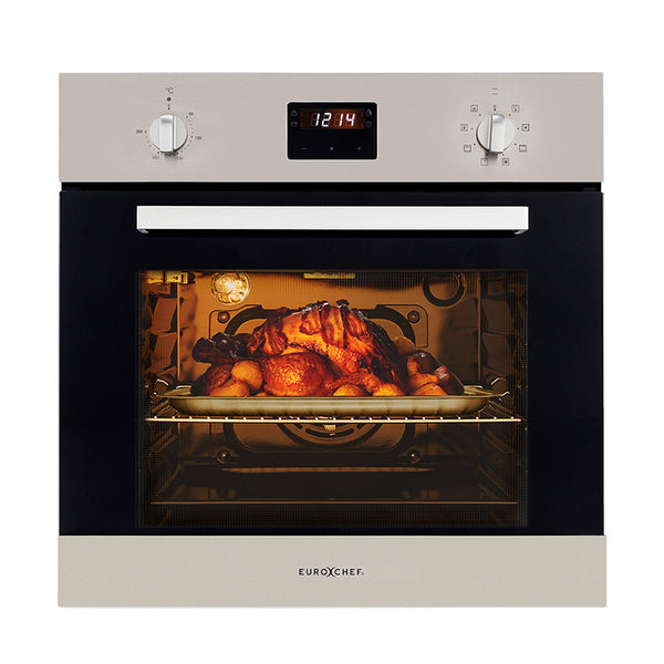Eurochef 60Cm Stainless Electric Wall Oven 8 Function Built In Fan Forced Grill Touch Control Ovens