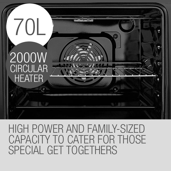 Eurochef 60Cm Stainless Built In 70L Grill 8 Function Fan Forced Electric Wall Oven Ovens