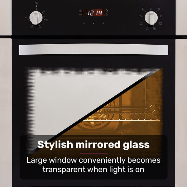 Eurochef 60Cm Stainless Built In 70L Grill 8 Function Fan Forced Electric Wall Oven Ovens
