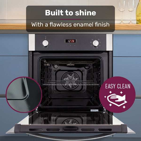 Eurochef 60Cm Stainless Built In 70L Grill 8 Function Fan Forced Electric Wall Oven Ovens