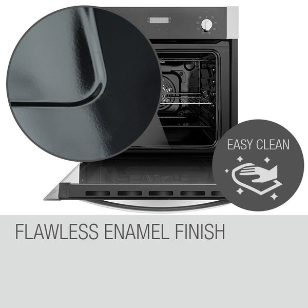 Eurochef 60Cm Stainless Built In 70L Grill 8 Function Fan Forced Electric Wall Oven Ovens