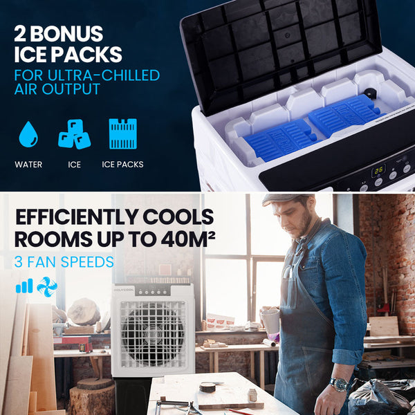 Polycool 30L Evaporative Air Cooler Portable Industrial Fan Purifier Humidifier Remote Control Portable Air Conditioners