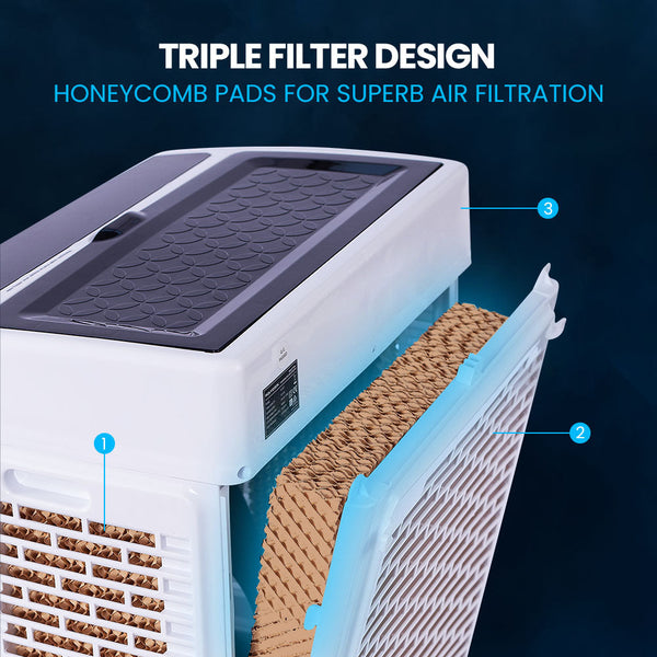 Polycool 30L Evaporative Air Cooler Portable Industrial Fan Purifier Humidifier Remote Control Portable Air Conditioners