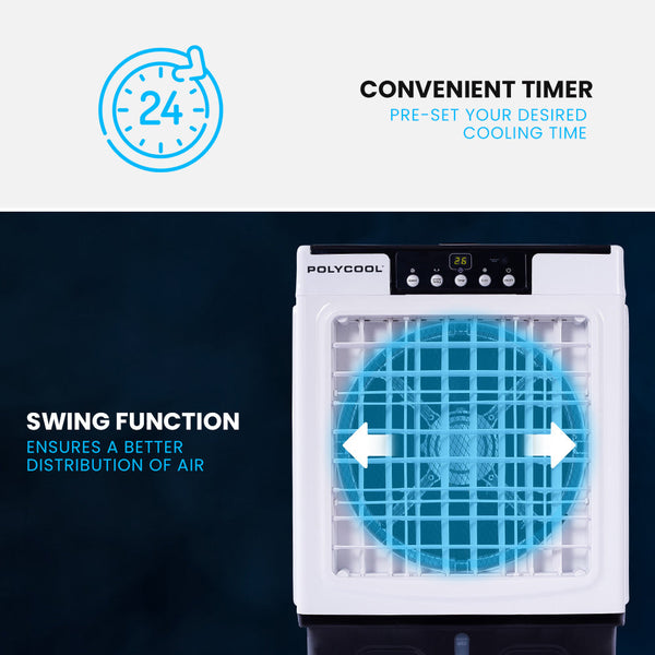 Polycool 30L Evaporative Air Cooler Portable Industrial Fan Purifier Humidifier Remote Control Portable Air Conditioners