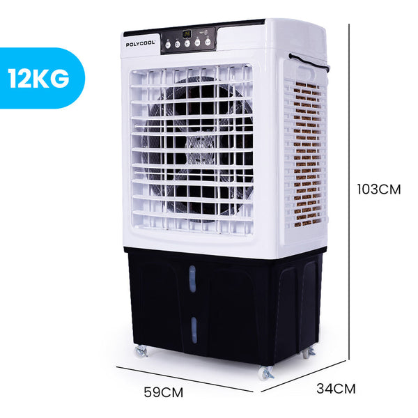 Polycool 30L Evaporative Air Cooler Portable Industrial Fan Purifier Humidifier Remote Control Portable Air Conditioners