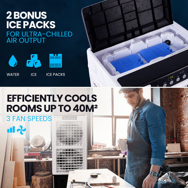 Polycool 35L 220W Portable Evaporative Air Cooler 24 Hour Timer In 1 Cooling Fan W/ Remote Portable Air Conditioners