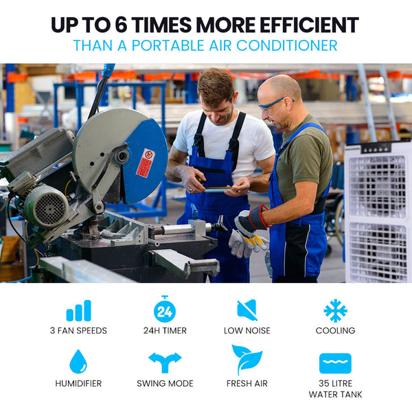 Polycool 35L 220W Portable Evaporative Air Cooler 24 Hour Timer In 1 Cooling Fan W/ Remote Portable Air Conditioners