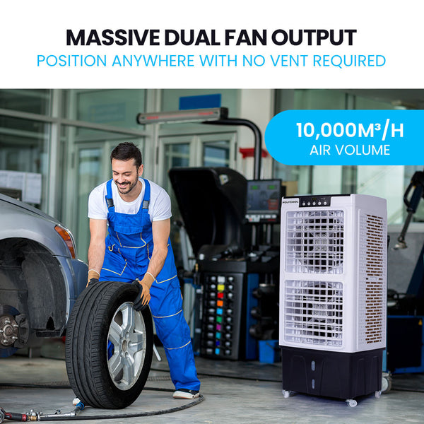 Polycool 35L 220W Portable Evaporative Air Cooler 24 Hour Timer In 1 Cooling Fan W/ Remote Portable Air Conditioners