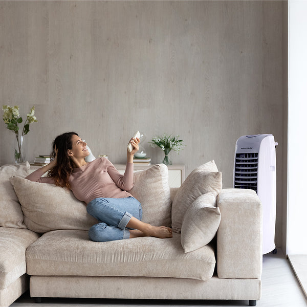 Polycool 8L Evaporative Air Cooler 24 Hour Timer In Cooling Fan Grey And White Portable Air Conditioners