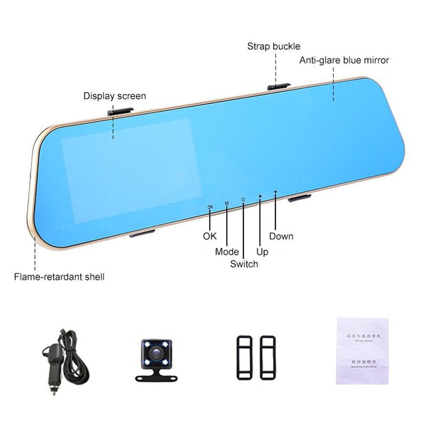 1080P Hd Dual Record Driving Recorder With Night Vision 4.5 Inch Display Other Car Video