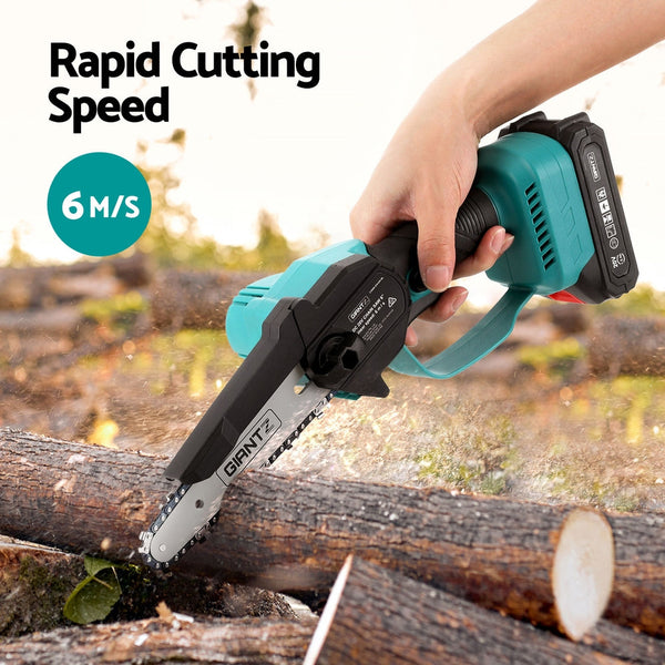 Giantz 6" Mini Cordless Electric Chainsaw Rechargeable Wood Cutter Chainsaws