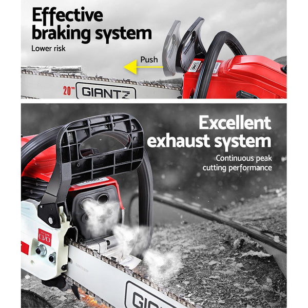 Giantz Chainsaw Petrol 52Cc 20" Bar Commercial E Start Pruning Chain Saw White,Giantz Chainsaw Petrol 52Cc 20" Bar Commercial E Start Pruning Chain Sa