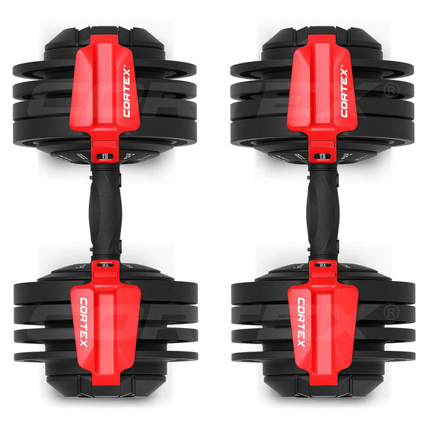 Cortex Revolock V2 48Kg Pair Set Adjustable Steel Dumbbell Barbell Kettlebell All In One Dumbbells