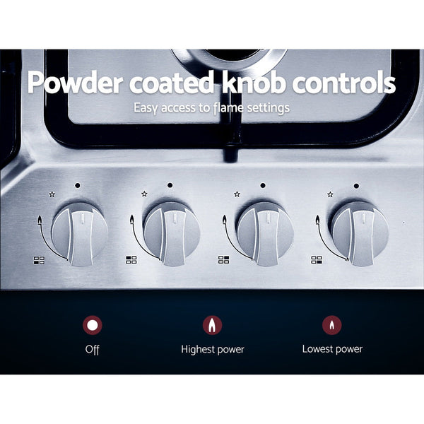 Devanti Gas Cooktop 60Cm 4 Burner Silvir Cooktops