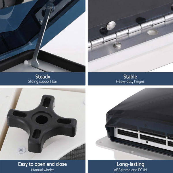 Weisshorn Air Vent Roof Hatch 12V Shower Fan Reversible Airlfow Rainy Use Camper Roof Vents