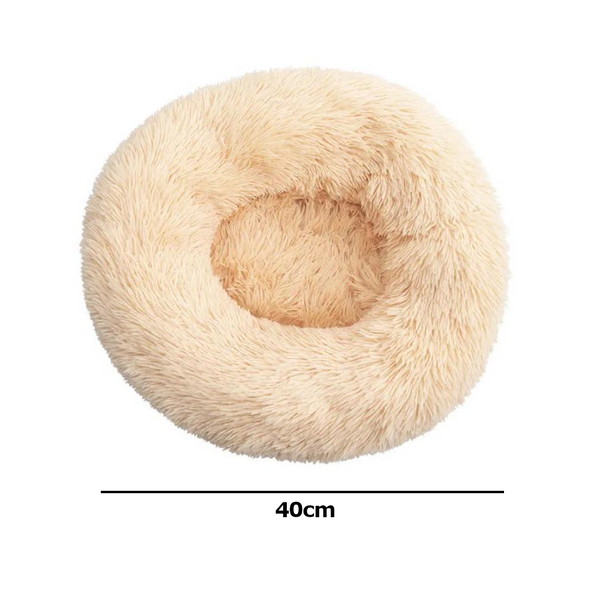 Calming Donut Pet Bed Soft Faux Fur Anti Anxiety Fluffy Round For Cats And Small Dogs (Apricot)40Cm Pet Beds