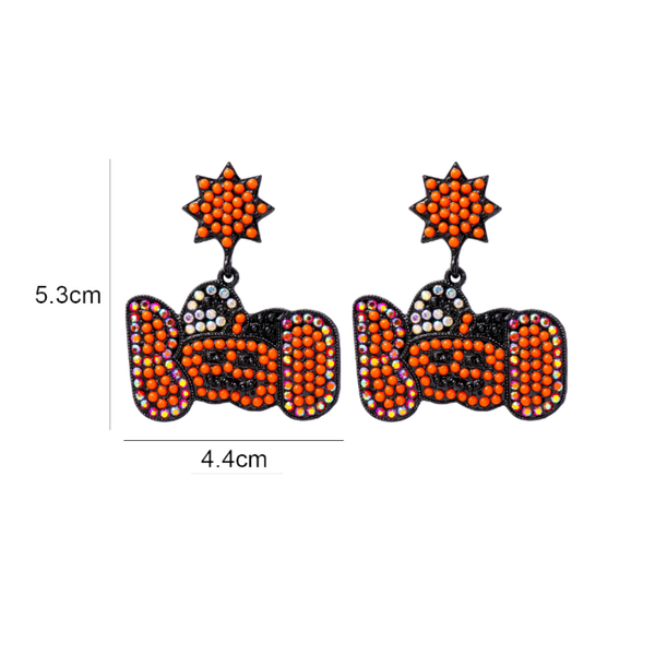 Veile Studios Cartoon Pumpkin Pearl Halloween Ghost Face For Festive Occasions Earrings