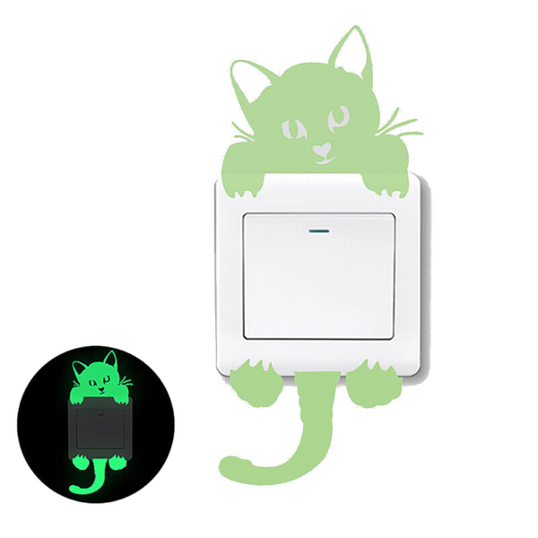 Cartoon Luminous Switch Sticker Glow In The Dark Home Decor Kids Room Decoration Decal Cat Fairy Moon Star Wall Stickers