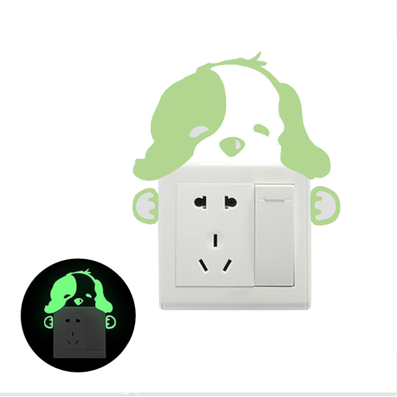 Cartoon Luminous Switch Sticker Glow In The Dark Home Decor Kids Room Decoration Decal Cat Fairy Moon Star Wall Stickers