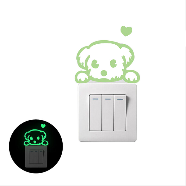 Cartoon Luminous Switch Sticker Glow In The Dark Home Decor Kids Room Decoration Decal Cat Fairy Moon Star Wall Stickers