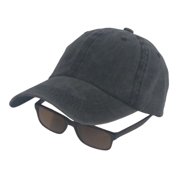 Bstc 6 Panel Baseball Cap Distressed Cotton Charcoal Hats & Headwear