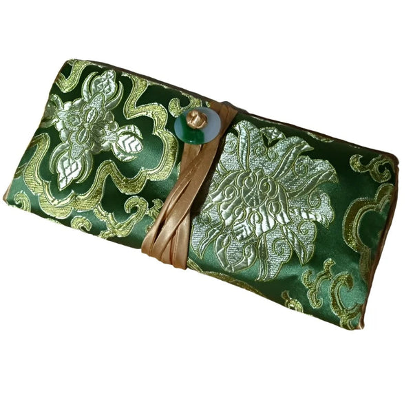 Chinese Silk Brocade Jewelry Roll Up Bags Travel Storage Pouch For Accessories Boxes & Cases