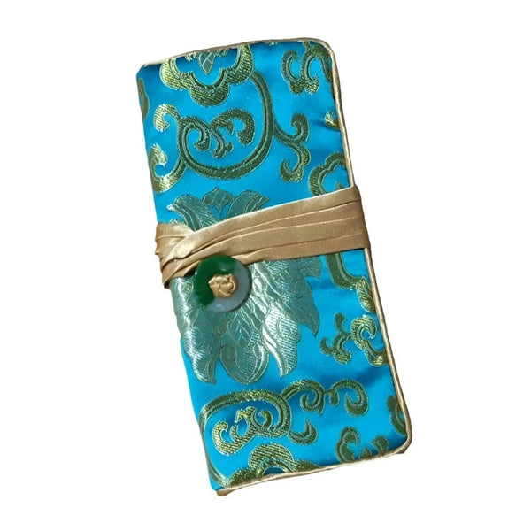 Chinese Silk Brocade Jewelry Roll Up Bags Travel Storage Pouch For Accessories Boxes & Cases