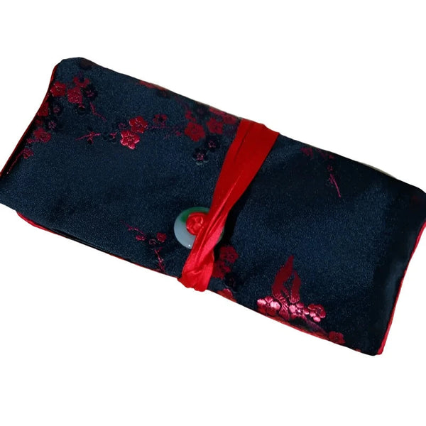 Chinese Silk Brocade Jewelry Roll Up Bags Travel Storage Pouch For Accessories Boxes & Cases