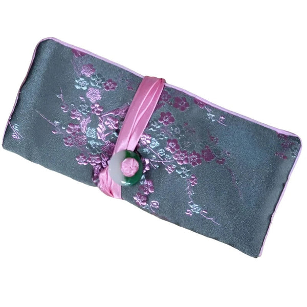 Chinese Silk Brocade Jewelry Roll Up Bags Travel Storage Pouch For Accessories Boxes & Cases