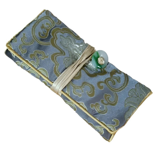 Chinese Silk Brocade Jewelry Roll Up Bags Travel Storage Pouch For Accessories Boxes & Cases
