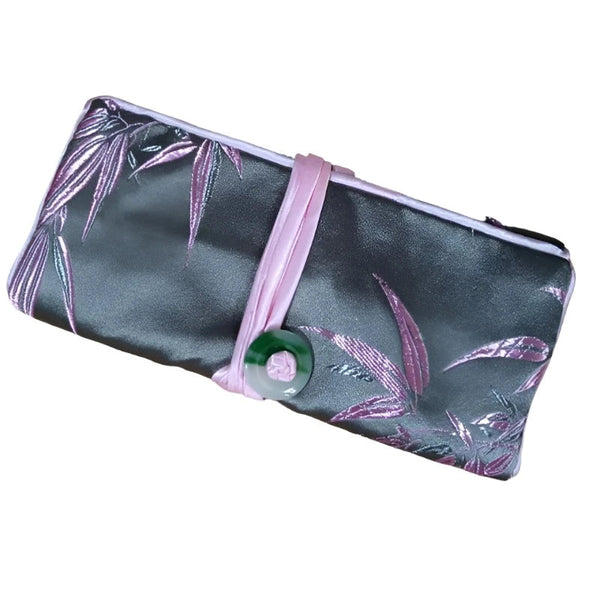Chinese Silk Brocade Jewelry Roll Up Bags Travel Storage Pouch For Accessories Boxes & Cases