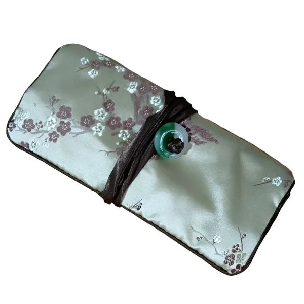 Chinese Silk Brocade Jewelry Roll Up Bags Travel Storage Pouch For Accessories Boxes & Cases