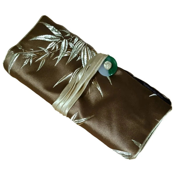 Chinese Silk Brocade Jewelry Roll Up Bags Travel Storage Pouch For Accessories Boxes & Cases