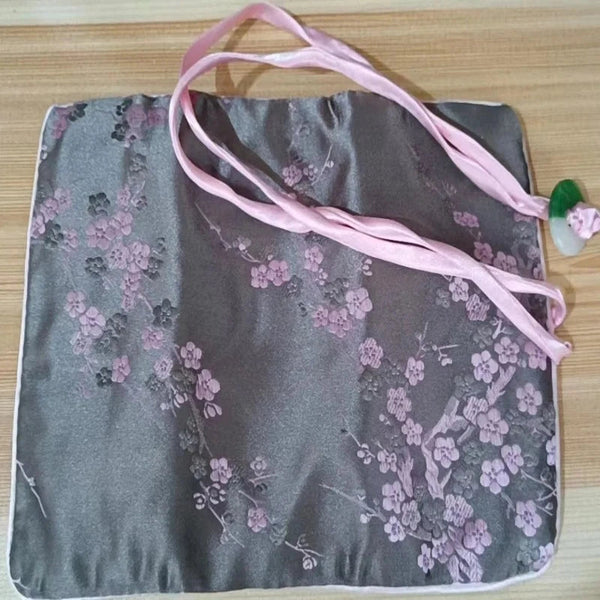 Chinese Silk Brocade Jewelry Roll Up Bags Travel Storage Pouch For Accessories Boxes & Cases
