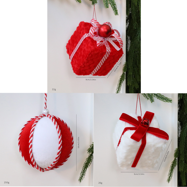 Christmas Ball Ornament Red And White10cm Tree Decoration Gift Box Window Display Seasonal Decorations