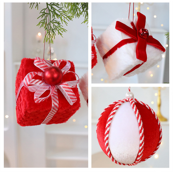 Christmas Ball Ornament Red And White10cm Tree Decoration Gift Box Window Display Seasonal Decorations