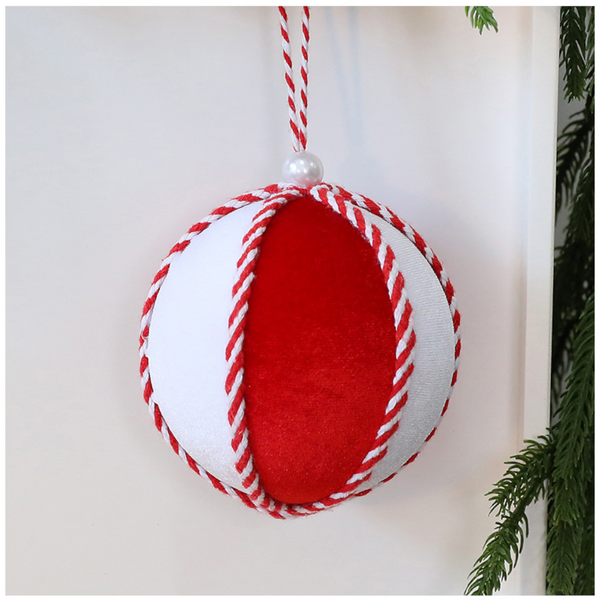 Christmas Ball Ornament Red And White10cm Tree Decoration Gift Box Window Display Seasonal Decorations