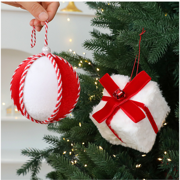 Christmas Ball Ornament Red And White10cm Tree Decoration Gift Box Window Display Seasonal Decorations