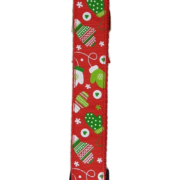 Moondidley Pets Christmas Medium Red Mittens Dog Collars