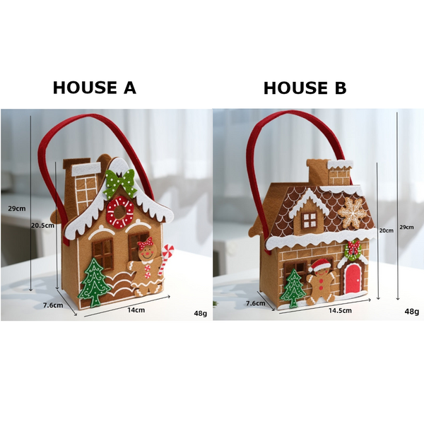 Christmas Felt House Tote Bag Gift Decoration Candy Hand Carry Seasonal Decorations