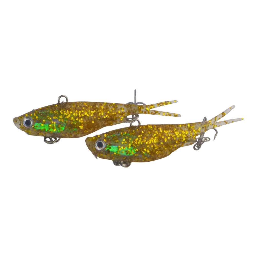 Swimerz 95Mm Soft Vibe Clear Gold 2 Pack Baits & Lures