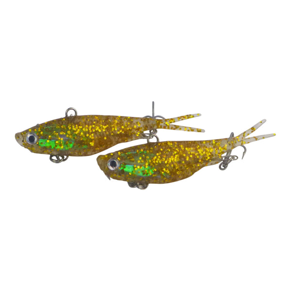 Swimerz 95Mm Soft Vibe Clear Gold 2 Pack Baits & Lures